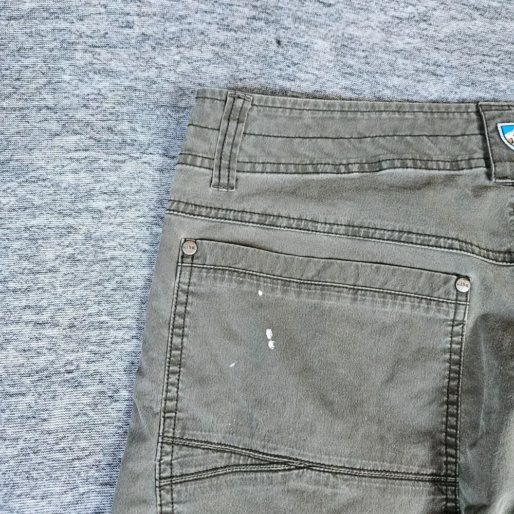 KUHL Revolver Pants Mens 38x34 Green Chino Regular Outdoor Canvas Distressed